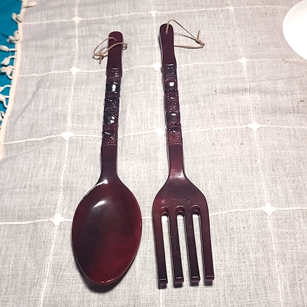 Vintage tiki fork and spoon decor